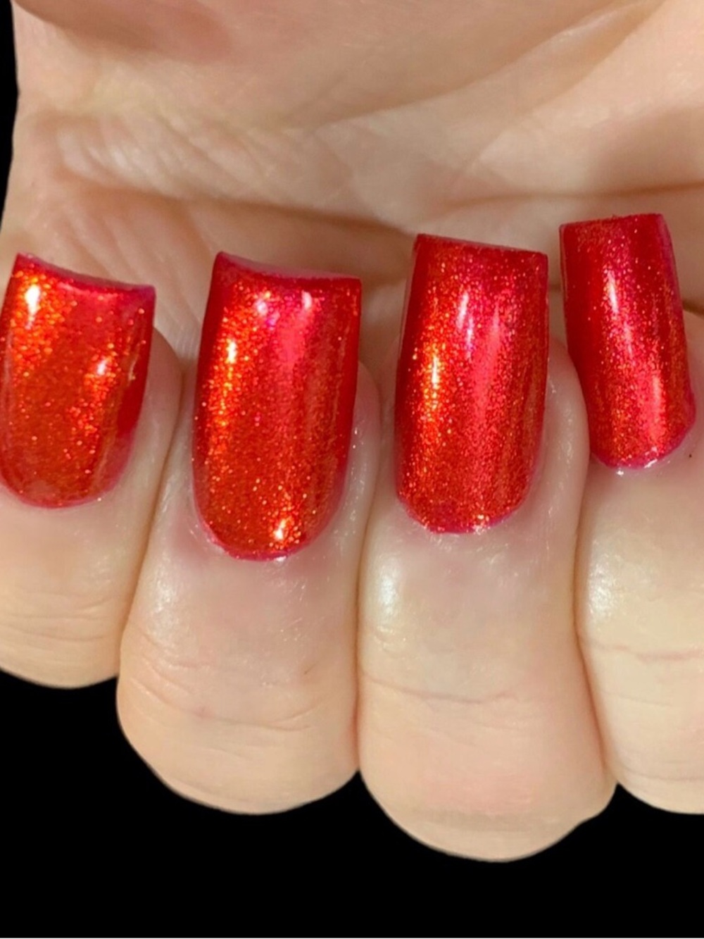 Shimmery Red Sparkle Press-On Nails